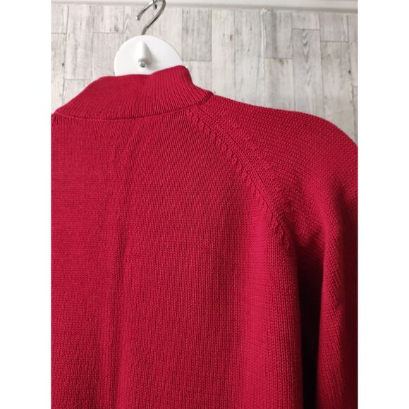 Women's NO TAGS Red Knit very well made Sweater Full Zipper long sleeves Heavy - Picture 4 of 7